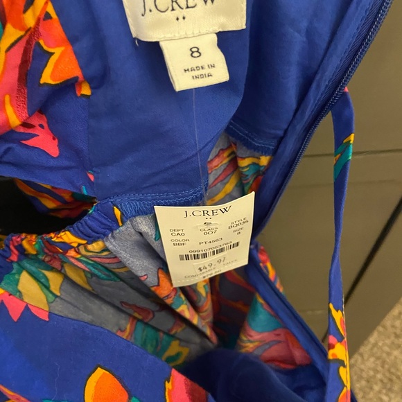 Blue and pink J Crew Factory cotton top with spaghetti staps, size 8, NWT - Picture 3 of 4